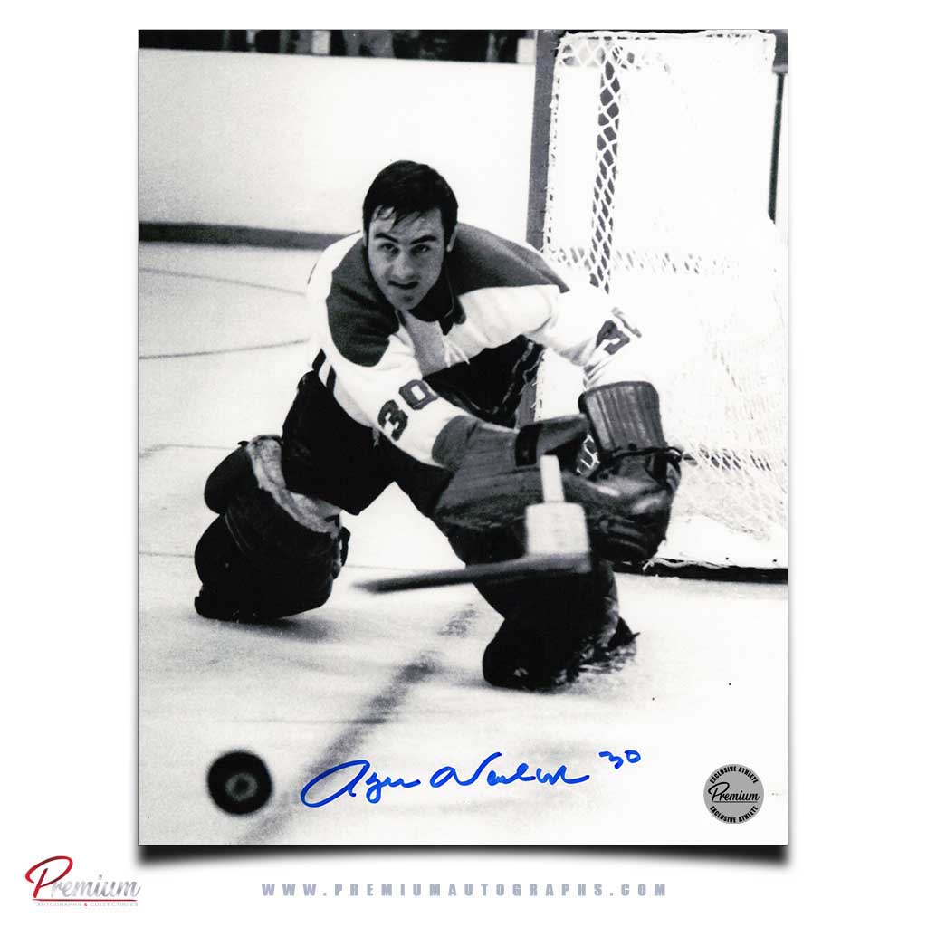 Rogie Vachon Montreal Canadiens Signed 8x10 Photograph Clearing the Puck