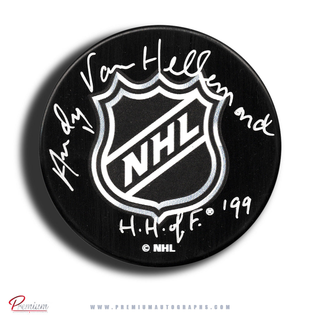 Andy Van Hellemond NHL Offical Refereee Autographed Puck w/ HOF 99 Inscription
