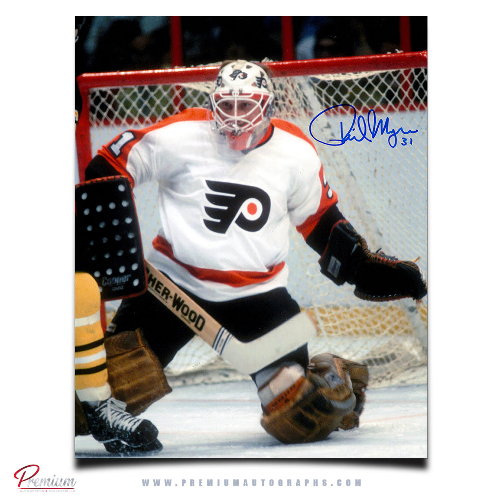 Phil Myre Philadelphia Flyers Autographed 8x10 Photograph Battling