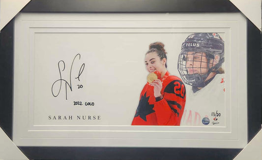 Sarah Nurse Special Edition Signed & Framed Print with 2022 Gold Inscription – Team Canada
