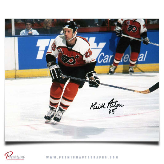 Keith Acton Philadelphia Flyers Autographed 8x10 Photograph On the Attack