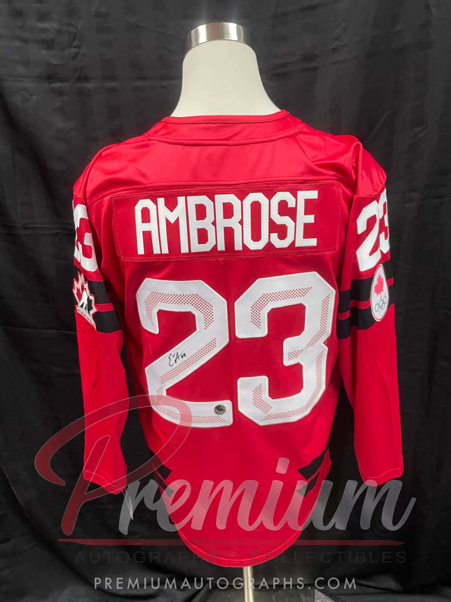 Erin Ambrose Olympic Team Canada Autographed Bauer RED jersey