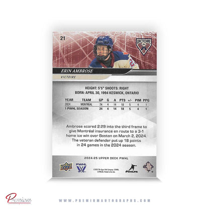 Erin Ambrose Montreal Victoire Autographed 24-25 Upper Deck PWHL Hockey Card #21