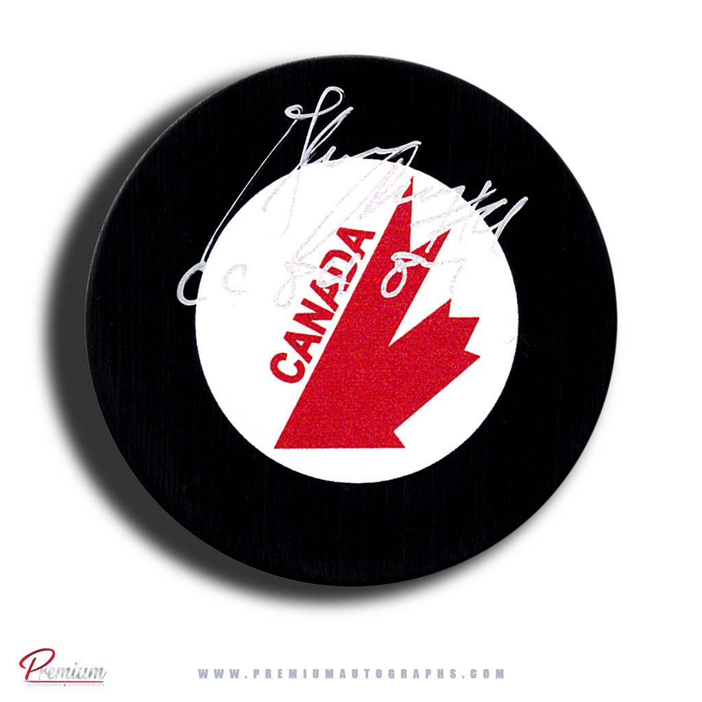 Glenn Anderson Canada Cup Autographed Puck w/ CC 84, 89 Inscription