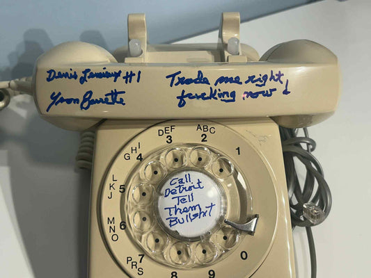 Yvon Barrette Autographed Rotary Telephone w/ "Trade me Right F****** now! Quote from the Movie Slapshot