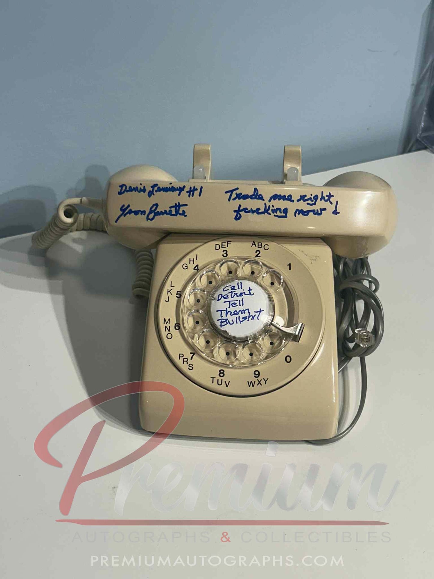 Yvon Barrette Autographed Rotary Telephone w/ "Trade me Right F****** now! Quote from the Movie Slapshot