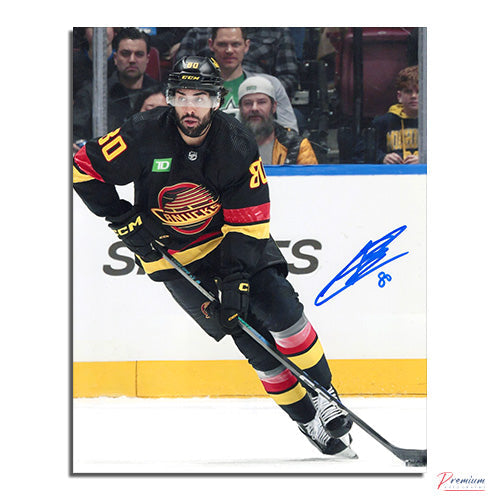 Arshdeep Bains Vancouver Canucks Signed 8x10 Photograph Retro Jersey