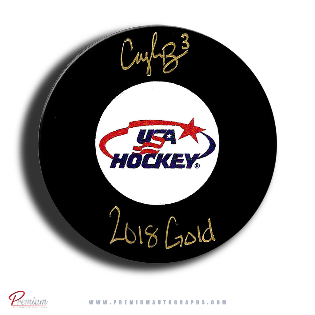 Cayla Barnes Team USA Autographed Puck w/ 2018 Gold Inscription