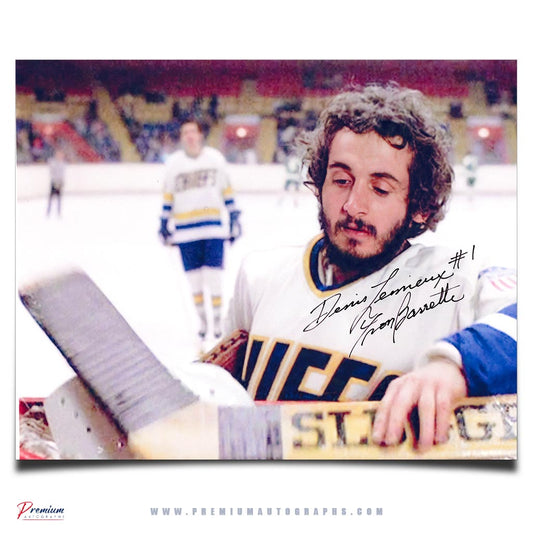 Yvon Barrette Slap Shot Charlestown Chiefs Signed 8x10 Photograph Mask Off