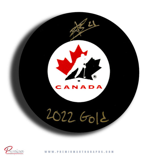 Ashton Bell Team Canada Autographed Puck w/ 2022 Gold Insctription