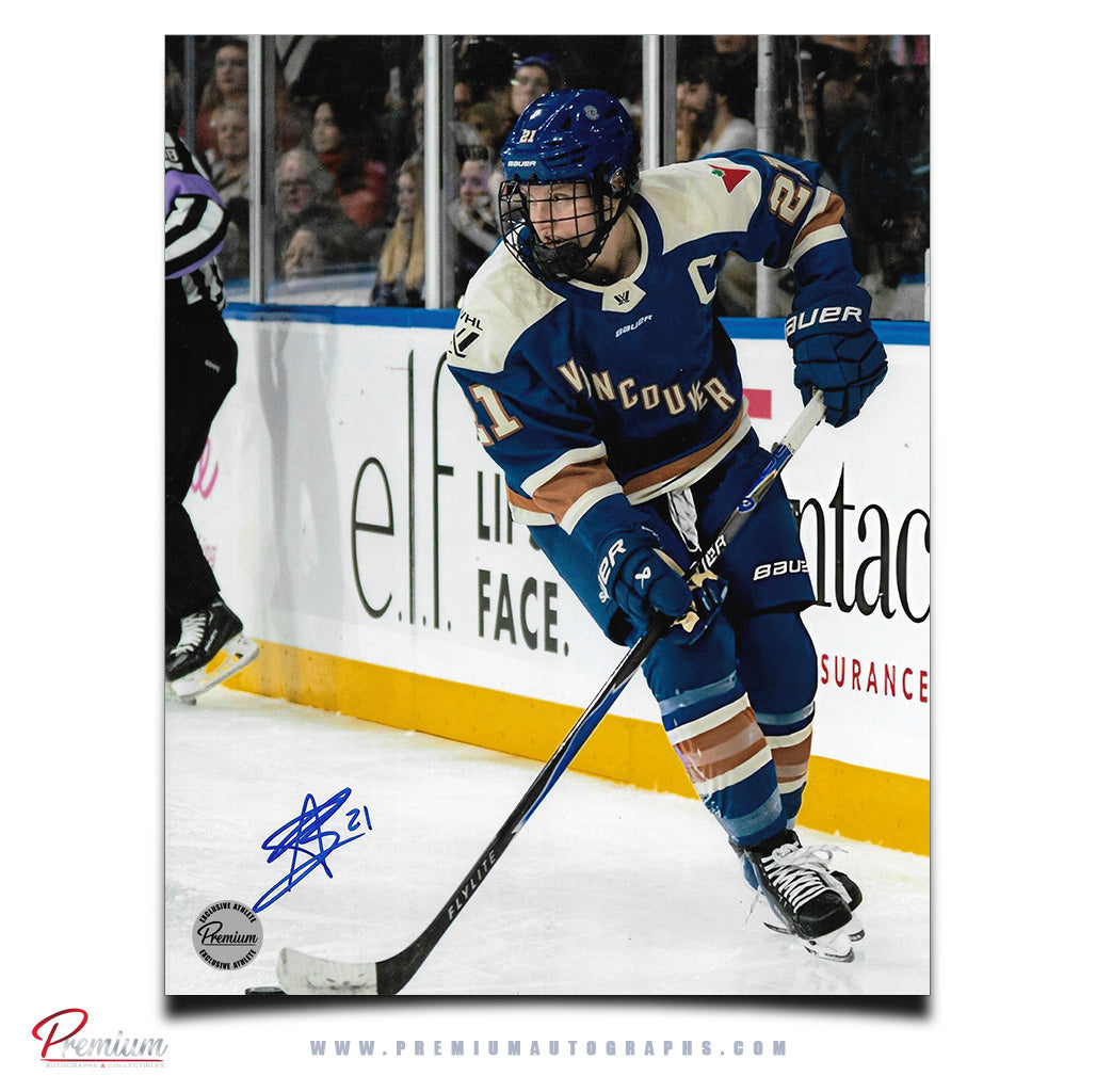 Ashton Bell Vancouver Goldeneyes PWHL Autographed 8x10 Photograph Puck Along the Boards