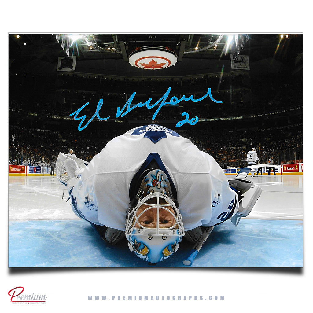 Ed Belfour Toronto Maple Leafs Autographed 8x10 Photograph Net Cam Stretch