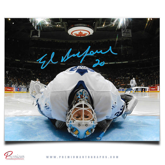 Ed Belfour Toronto Maple Leafs Autographed 8x10 Photograph Net Cam Stretch