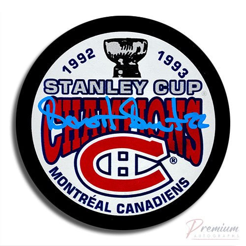 Benoit Brunet Montreal Canadiens Signed Puck w/ 93 Cup Inscription