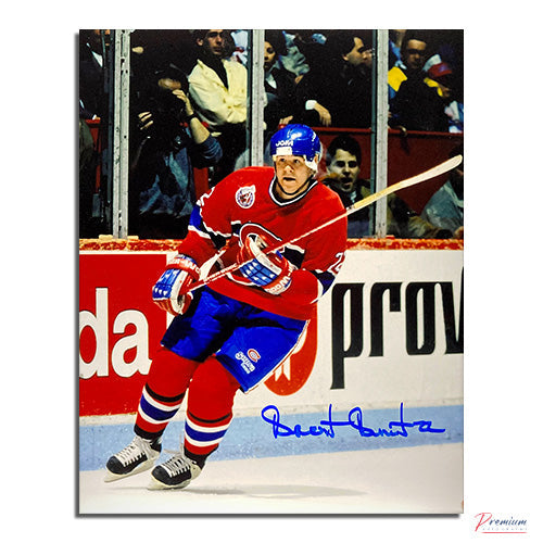 Benoit Brunet Montreal Canadiens Signed 8x10 Photograph Red Jersey Along the Boards