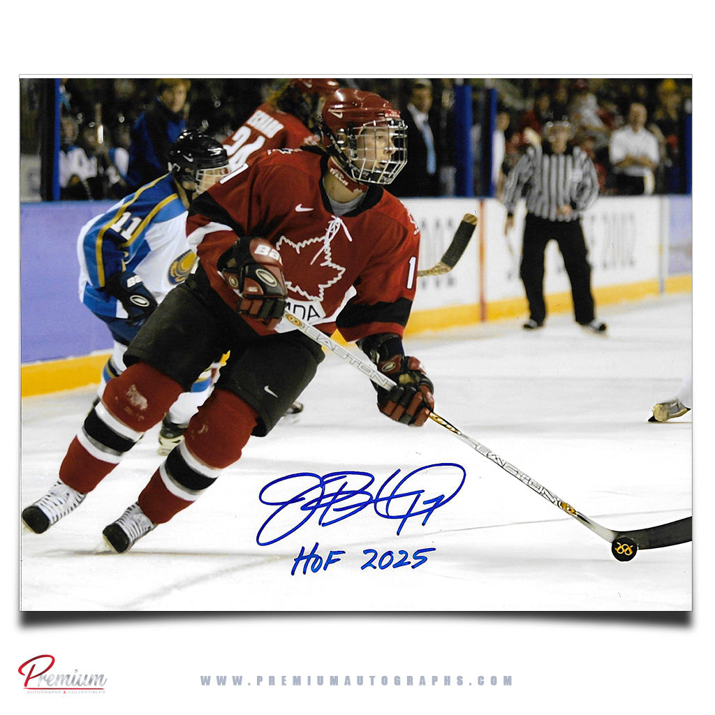 Jennifer Botterill Team Canada Autographed 8x10 Photograph with the Puck w/ HOF 2025 Inscription