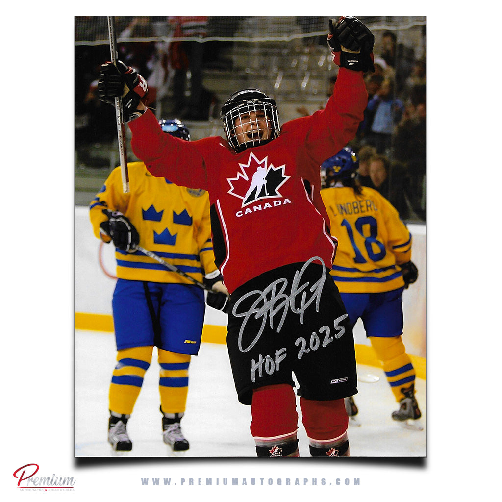 Jennifer Botterill Team Canada Autographed 8x10 Photograph Goal Celebration w/ HOF 2025 Inscription