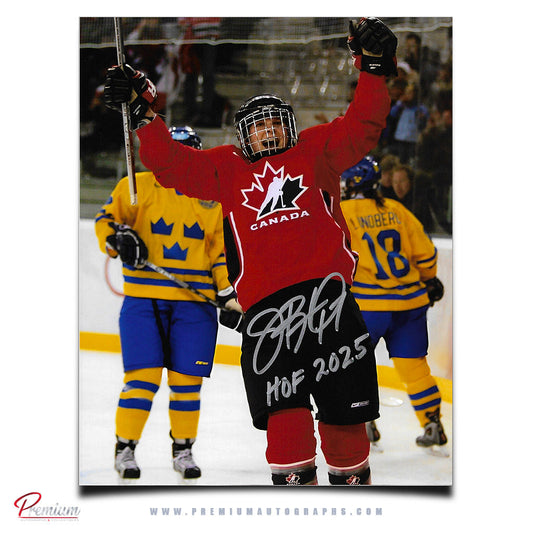 Jennifer Botterill Team Canada Autographed 8x10 Photograph Goal Celebration w/ HOF 2025 Inscription