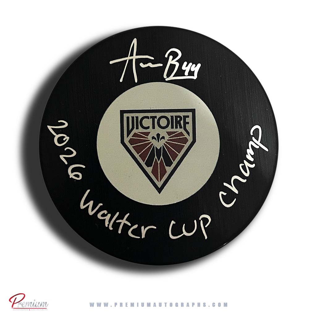 Amanda Boulier Autographed Montreal Victoire Puck w/ 2026 Walter Cup Champ Inscription