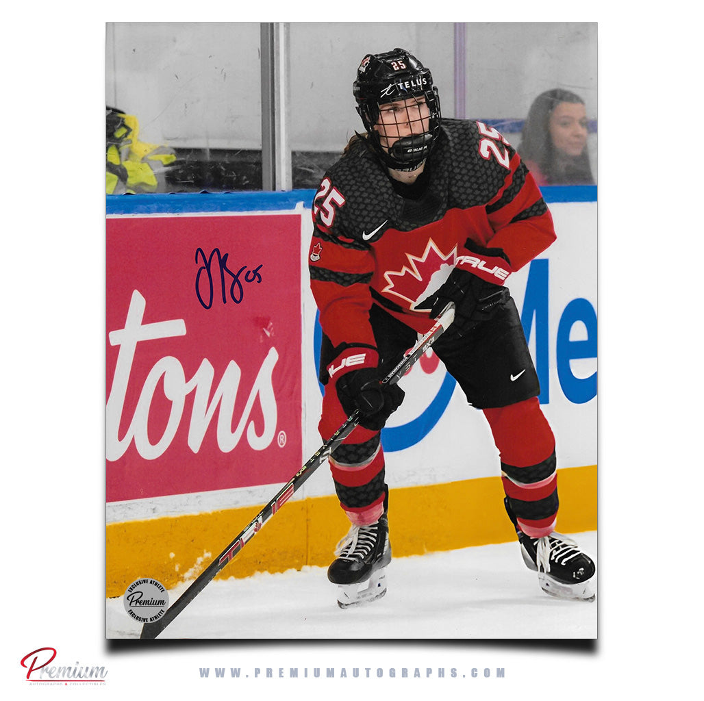 Jaime Bourbonnais Team Canada Autographed 8x10 Photograph Along the Boards