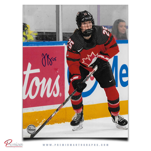 Jaime Bourbonnais Team Canada Autographed 8x10 Photograph Along the Boards