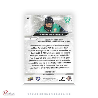 Jaime Bourbonnais New York Sirens Autographed 2023-24 First Edition Upper Deck PWHL Hockey Card #48