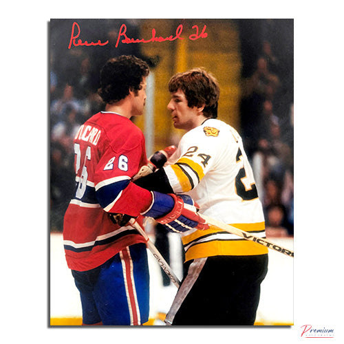 Pierre Bouchard Montreal Canadiens Signed 8x10 Photograph Staring Down Terry O'Rielly