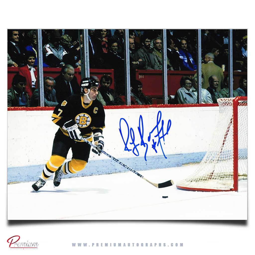 Ray Bourque Boston Bruins Signed 8x10 Photograph Around the Net with Puck