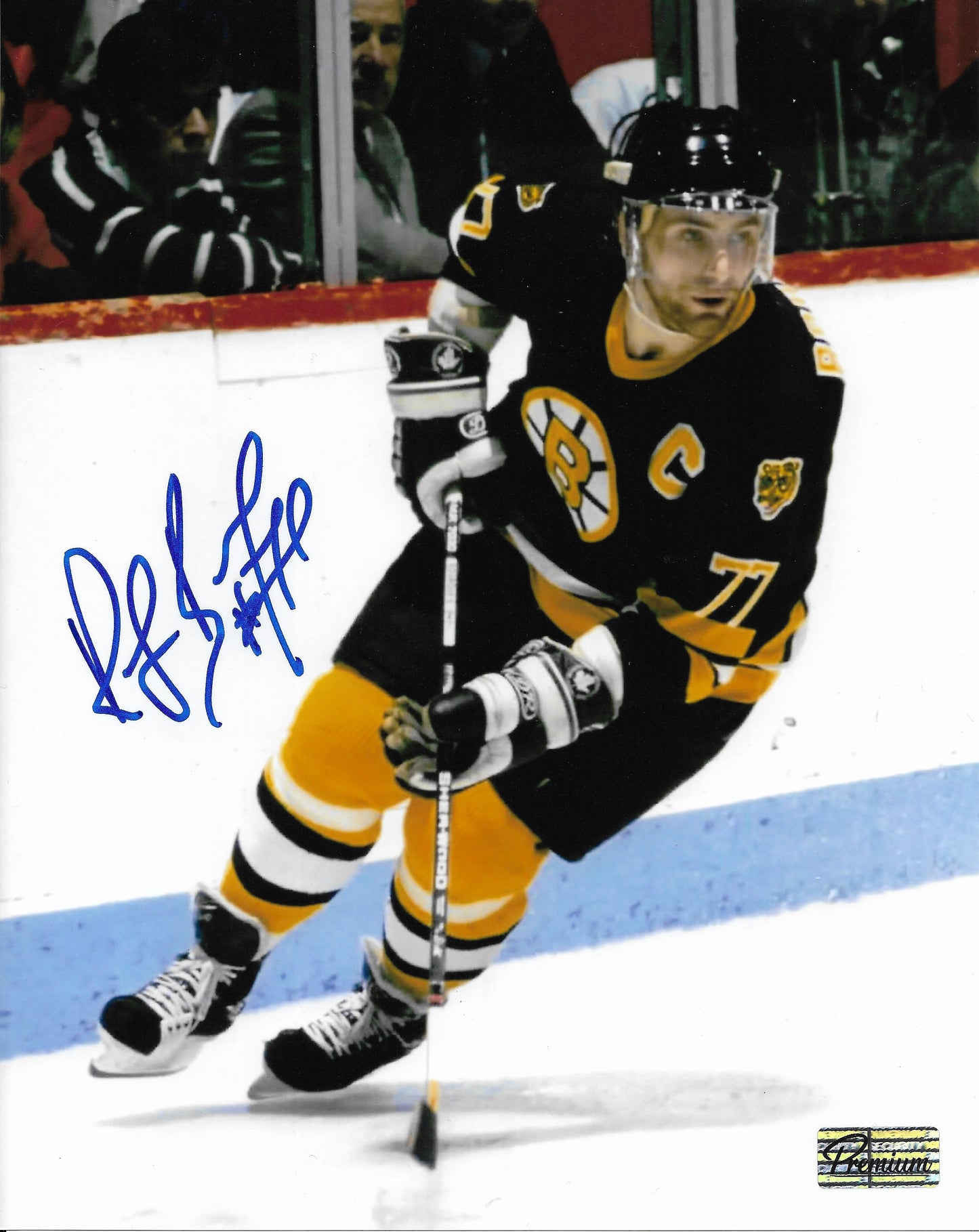 Ray Bourque Boston Bruins Autographeded 8x10 Photograph Along the Boardss