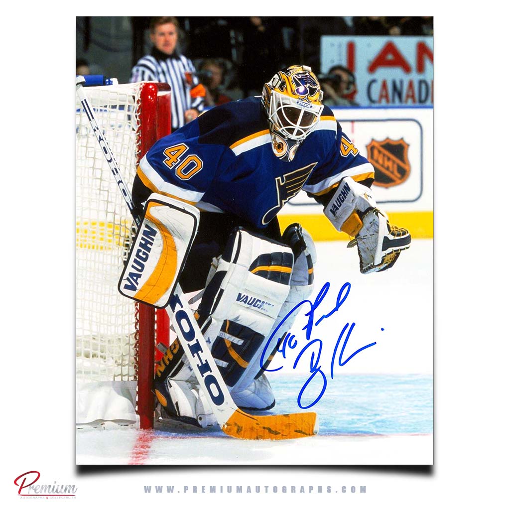 Fred Brathwaite St. Louis Blues Autographed 8x10 Photograph Against the Post