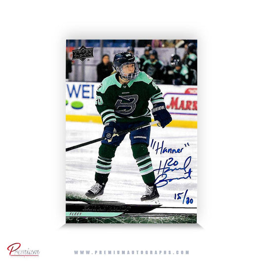 Hannah Brandt Boston Fleet Autographed 2024-25 Upper Deck PWHL Hockey Card #23 Ltd /20 Nicknames  edn. w/ "Hammer" Inscription
