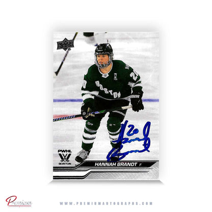 Hannah Brandt Boston Fleet Autographed 2023-24 First Edition Upper Deck PWHL Hockey Card #18