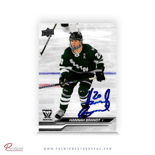 Hannah Brandt Boston Fleet Autographed 2023-24 First Edition Upper Deck PWHL Hockey Card #18