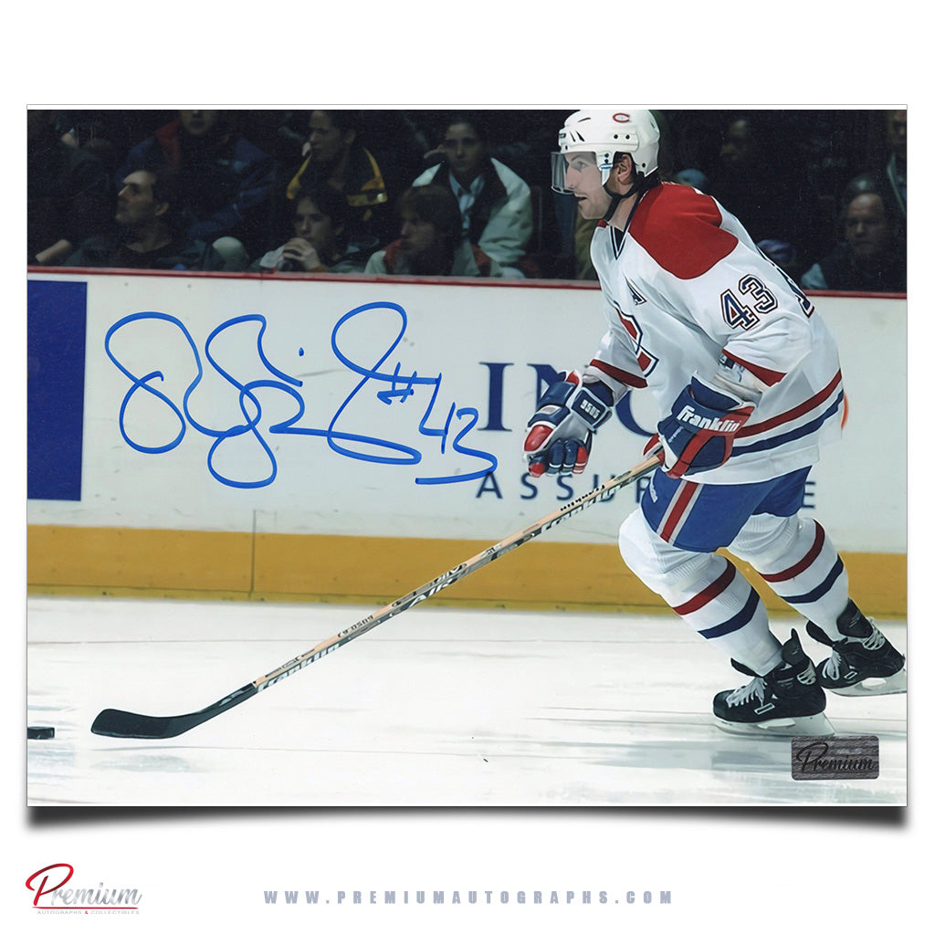 Patrice Brisebois Montreal Canadiens Autographed 8x10 Photograph With the Puck