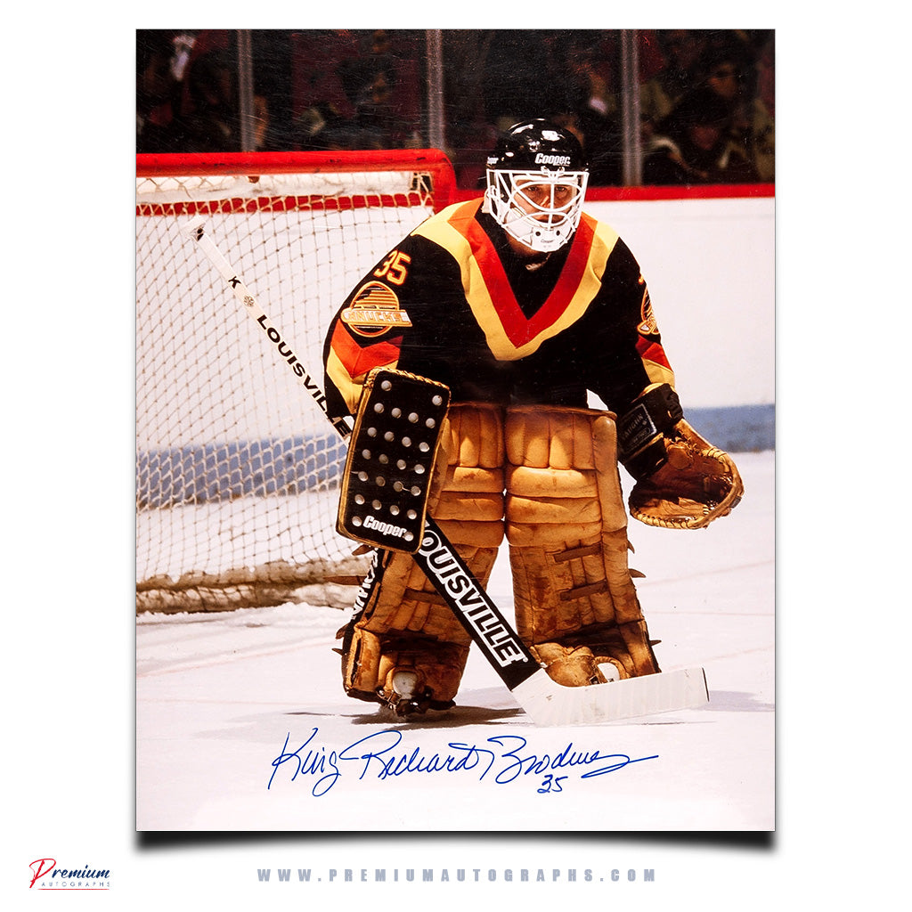 King Richard Brodeur Vancouver Canucks Signed 16x20 Photograph Cooper Mask