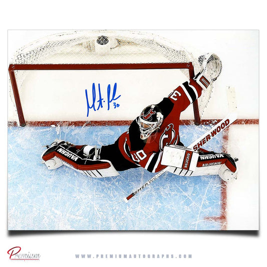 Martin Brodeur New Jersey Devils Autographed 8x10 Photograph Kick Save Over Head.