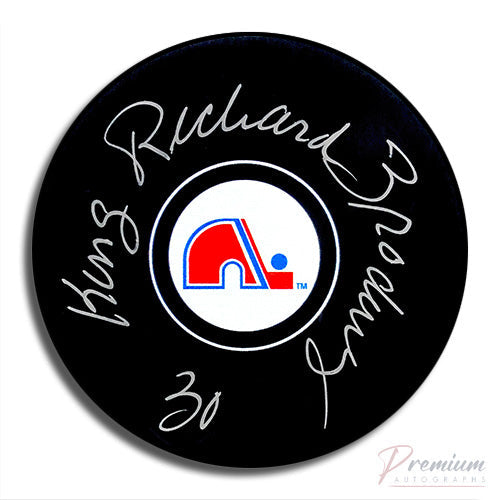 Richard Brodeur Quebec Nordiques Signed Puck #30