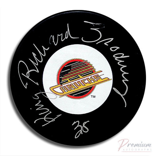 Richard Brodeur Vancouver Canucks Signed Puck