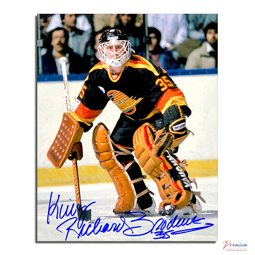 King Richard Brodeur Vancouver Canucks Signed 8x10 Photograph Making a Play