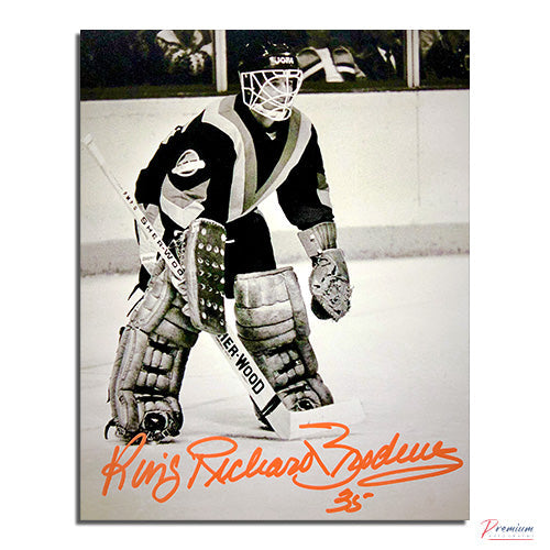 King Richard Brodeur Vancouver Canucks Signed 8x10 Photograph B&W