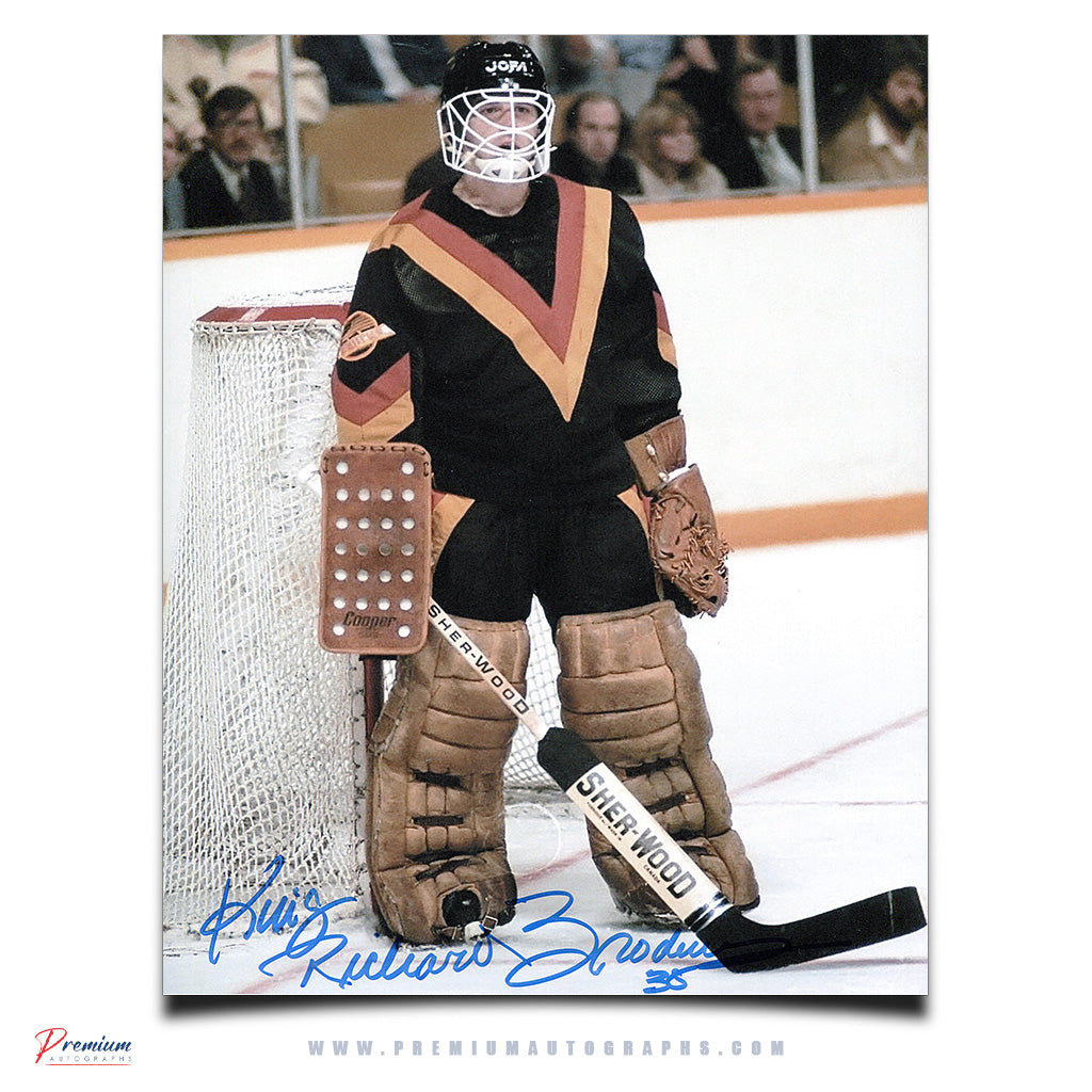 Richard Brodeur Vancouver Canucks Signed 8x10 Photograph Standing