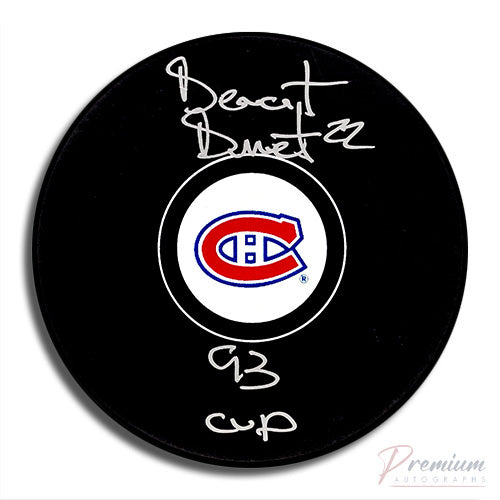 Benoit Brunet Montreal Canadiens Signed Puck w/ 93 Cup Inscription