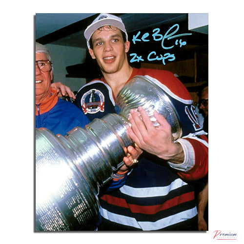 Kelly Buchberger Edmonton Oilers Signed 8x10 Photograph Locker Room Celebration /w 2x Cups Inscription