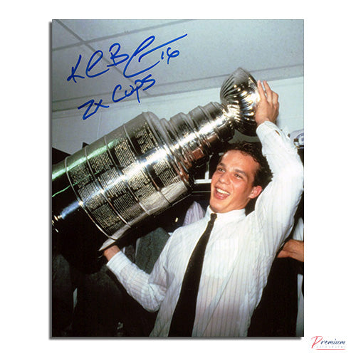 Kelly Buchberger Edmonton Oilers Signed 8x10 Photograph Stanley Cup Celebration /w 2x Cups Inscription