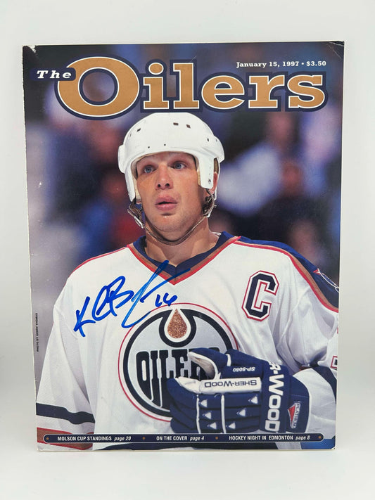 Kelly Buchberger Jan. 15, 1997 Edmonton Oilers Foam Mounted Program Guide Autographed