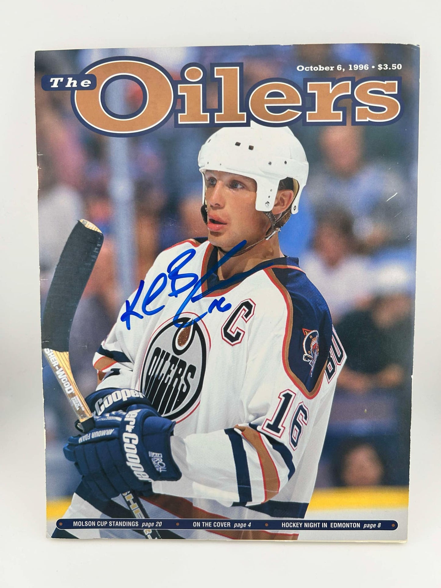 Kelly Buchberger Oct. 06, 1996 Edmonton Oilers Foam Mounted Program Guide Autographed