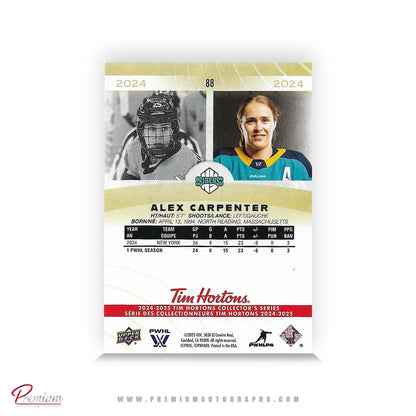 Alex Carpenter New York Sirens Autographed 2025-26 Upper Deck PWHL Tim Hortons Hockey Card #88