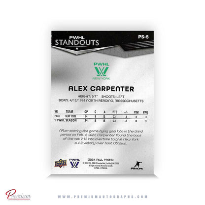 Alex Carpenter New York Sirens Autographed 2024-25 Upper Deck PWHL Hockey Card FALL PROMO #PS-5