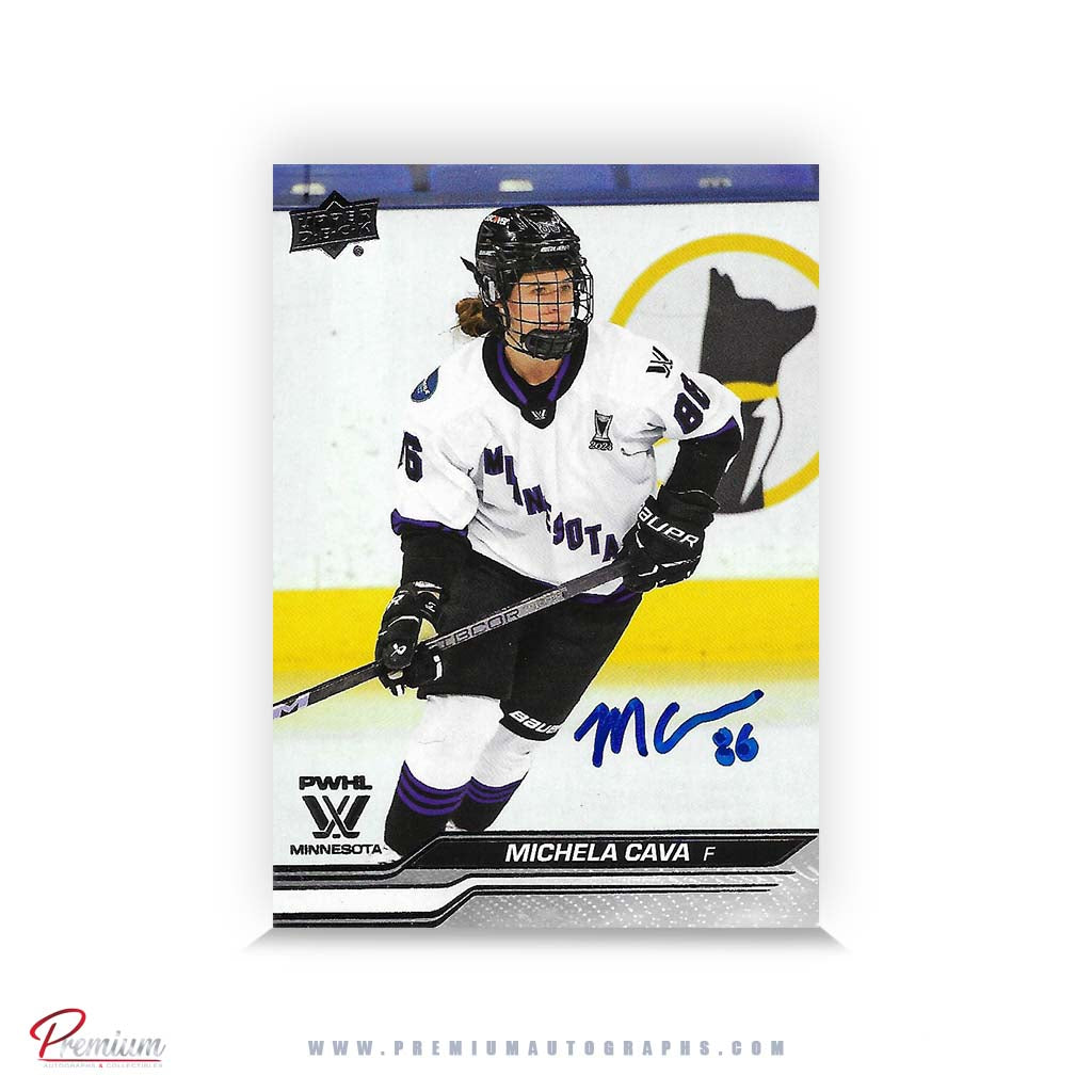Michela Cava Minnesota Frost Autographed 2023-24 First Edition Upper Deck PWHL Hockey Card #35