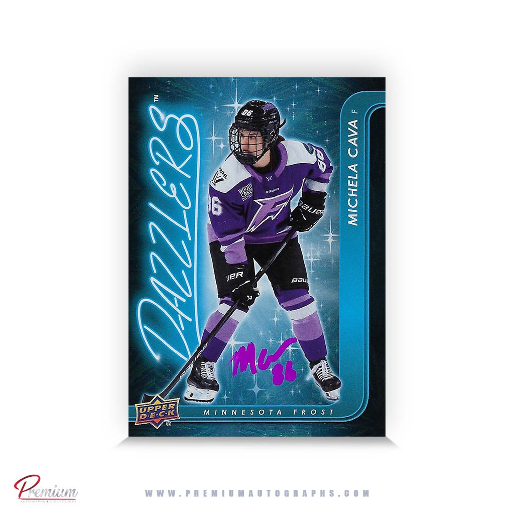 Michela Cava Minnesota Frost Autographed 2024-25 Upper Deck PWHL Hockey Card #DZ-3 Dazzlers Insert TEAL